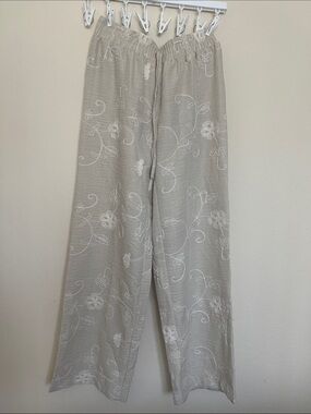 Wren Cream Embroidered Elastic Waist Pants